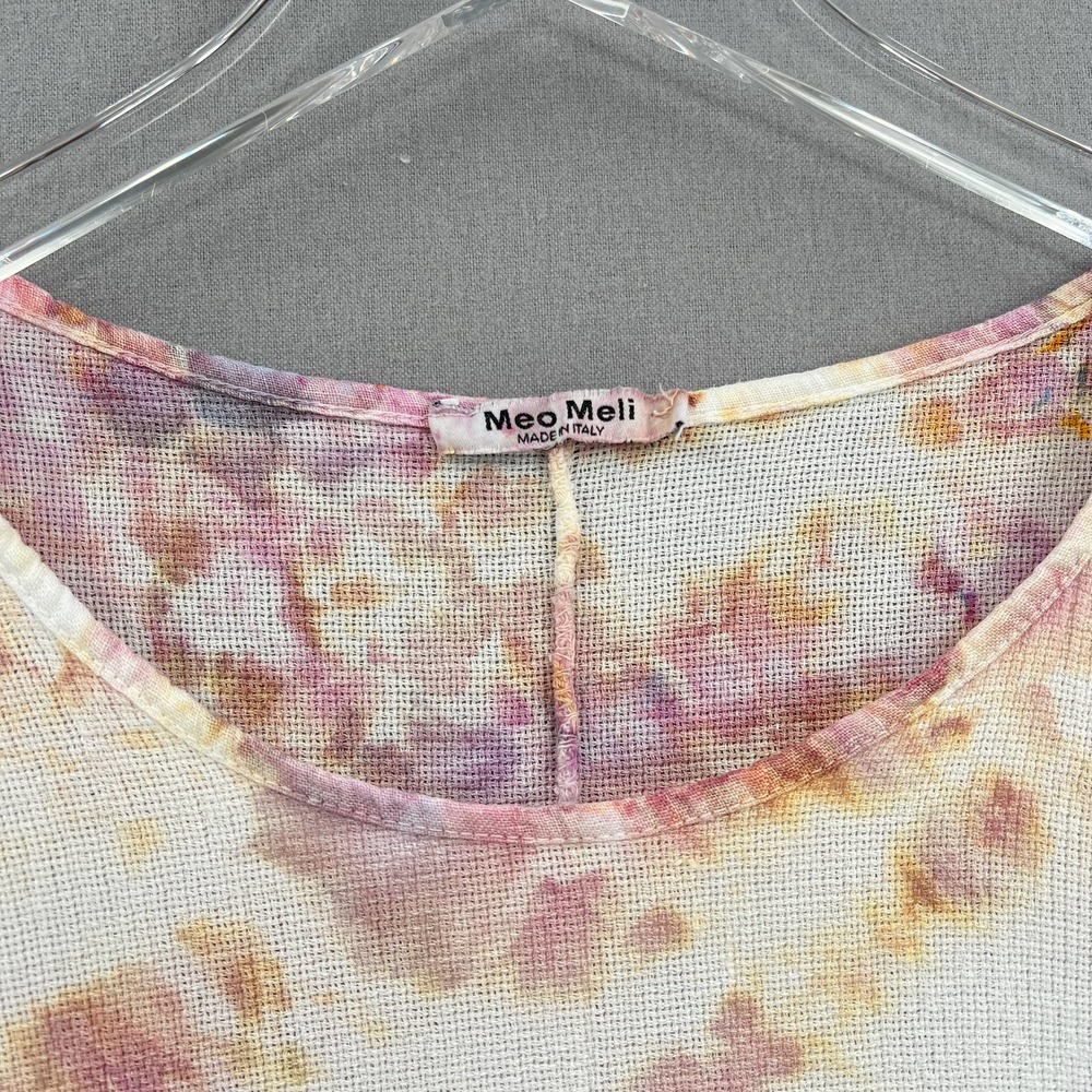 MEO MELI Shirt Womens One Size Hand Dyed Scoop Neck Cotton Linen Gauze Top NWOT - Picture 7 of 11